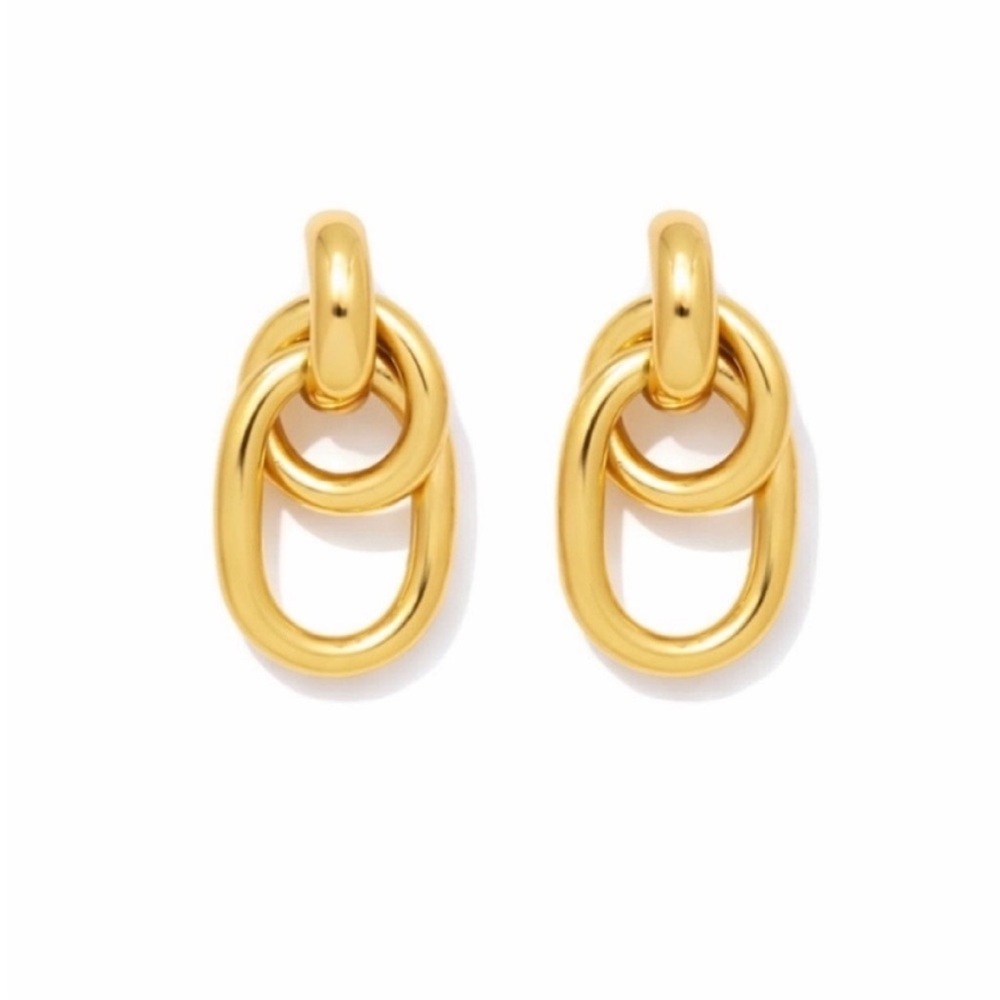 New! Gold Loop Post Drop Earrings (3055) NWOT